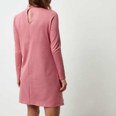 Pink turtleneck swing dress